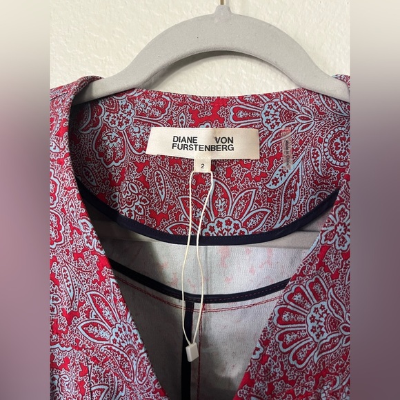 Diane Von Furstenberg Sleeveless Red & Blue Floral Mini Dress Women’s Size 2 - Picture 10 of 16